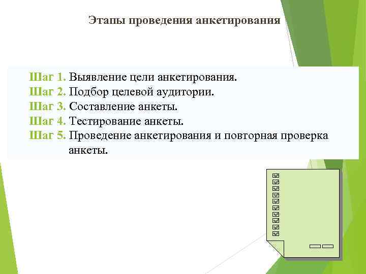 План проведения опроса