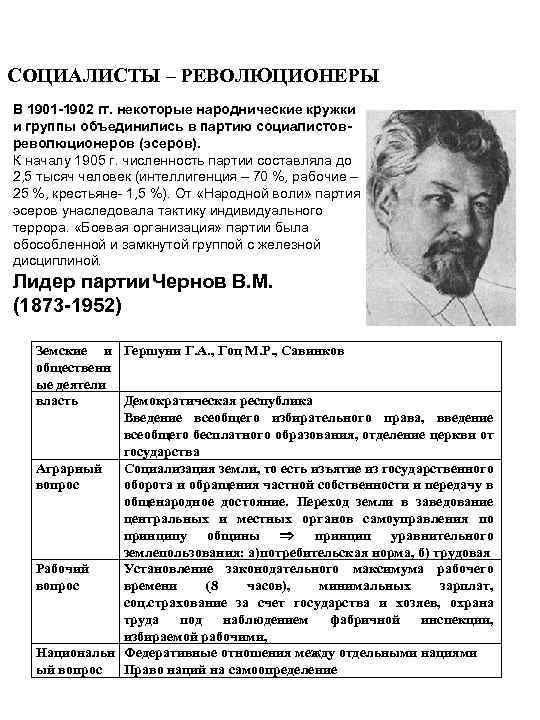 СОЦИАЛИСТЫ – РЕВОЛЮЦИОНЕРЫ В 1901 -1902 гг. некоторые народнические кружки и группы объединились в
