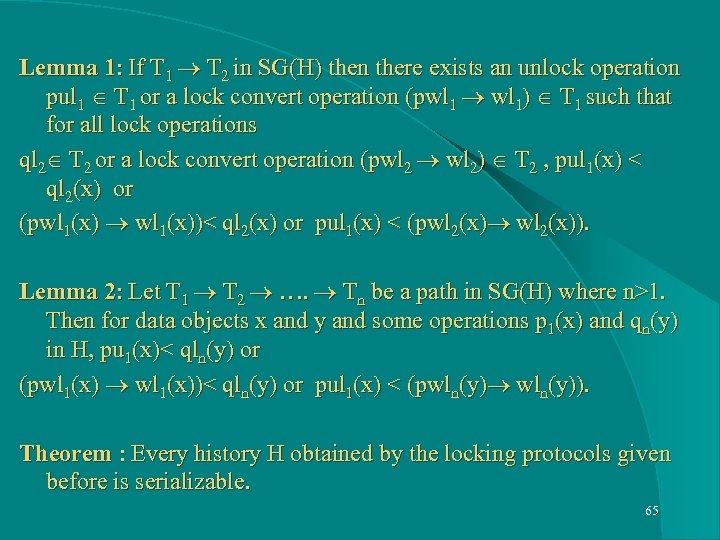 Lemma 1: If T 1 T 2 in SG(H) then there exists an unlock