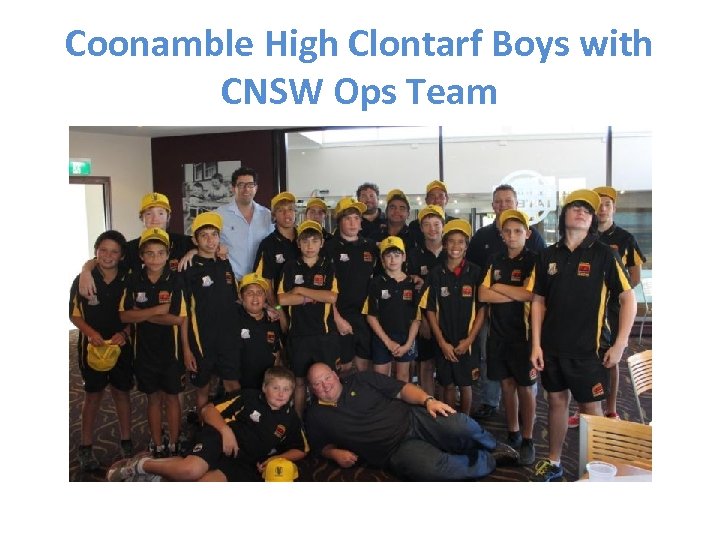 Coonamble High Clontarf Boys with CNSW Ops Team 