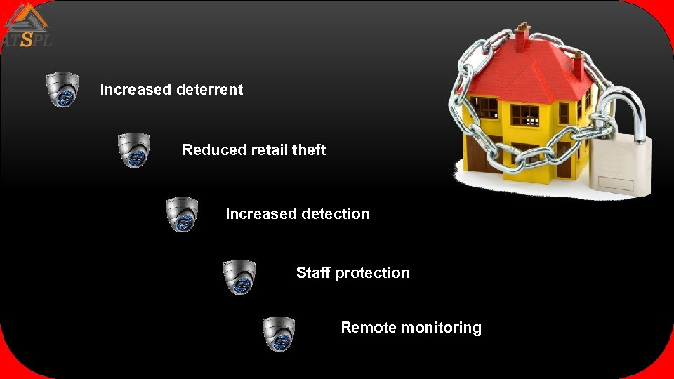 Increased deterrent Reduced retail theft Increased detection Staff protection Remote monitoring 