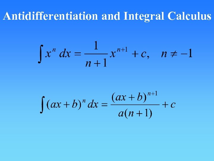 Antidifferentiation and Integral Calculus 