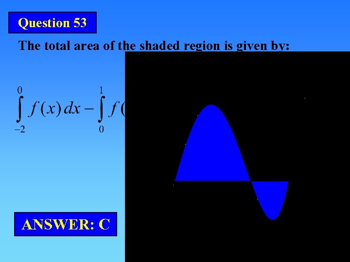 Question 53 The total area of the shaded region is given by: ANSWER: C