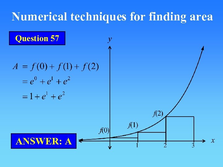 Numerical techniques for finding area Question 57 ANSWER: A 