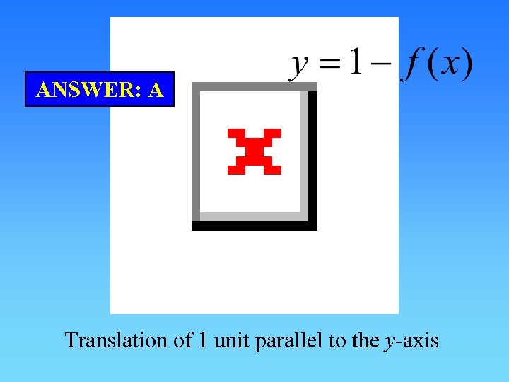 ANSWER: A Translation of 1 unit parallel to the y-axis 