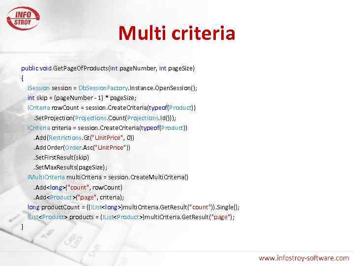 Multi criteria public void Get. Page. Of. Products(int page. Number, int page. Size) {