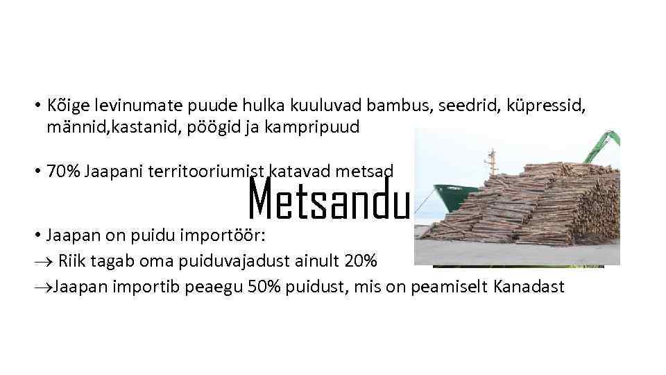  • Kõige levinumate puude hulka kuuluvad bambus, seedrid, küpressid, männid, kastanid, pöögid ja