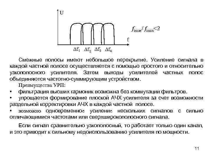 U fimax/ fimin<2 f f 1 f 2 f 3 f 4 Смежные полосы