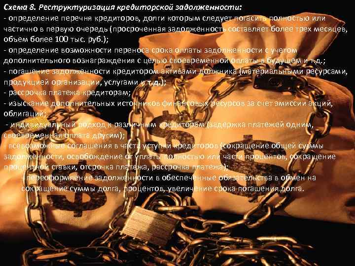 Схема 8. Реструктуризация кредиторской задолженности: определение перечня кредиторов, долги которым следует погасить полностью или