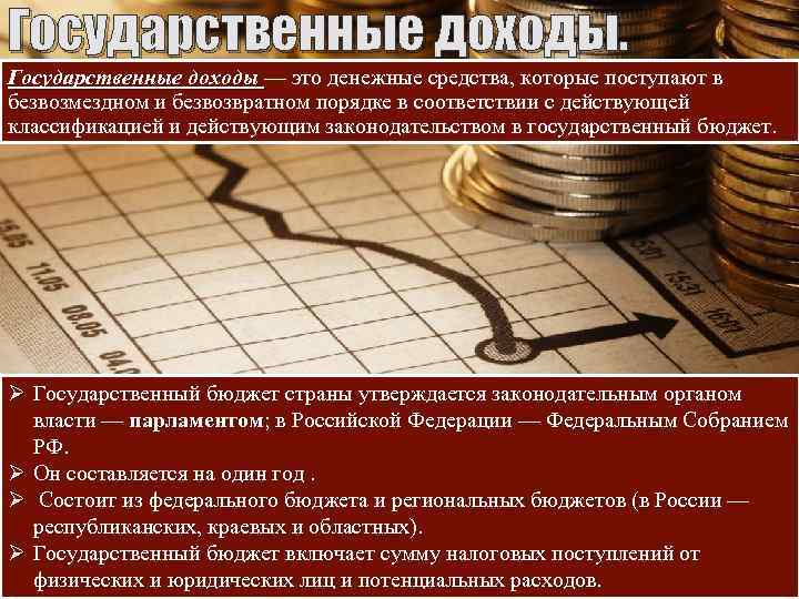 Государственные доходы — это денежные средства, которые поступают в безвозмездном и безвозвратном порядке в