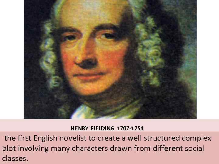  HENRY FIELDING 1707 -1754 the first English novelist to create a well structured