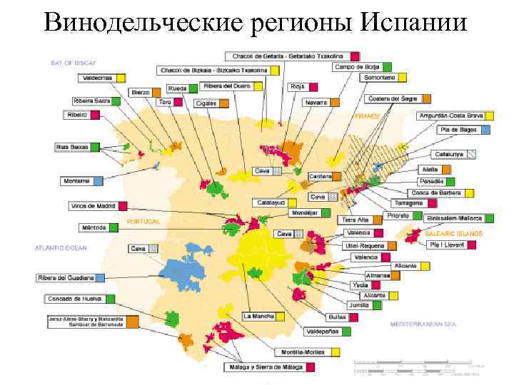 Карта винодельческих регионов испании