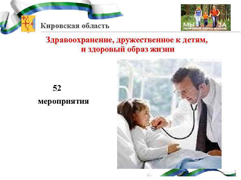Кировская область Здравоохранение, дружественное к детям, и здоровый образ жизни 52 мероприятия 