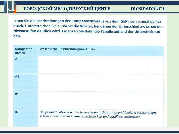 ГОРОДСКОЙ МЕТОДИЧЕСКИЙ ЦЕНТР mosmetod. ru 