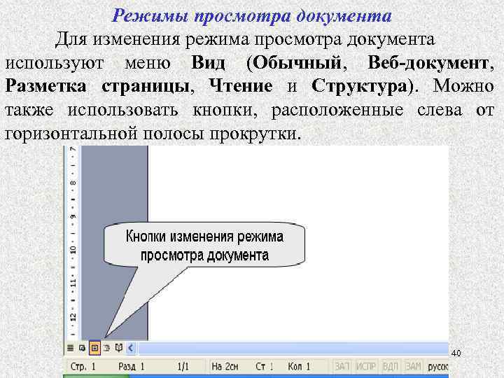 Какие основные режимы просмотра презентации