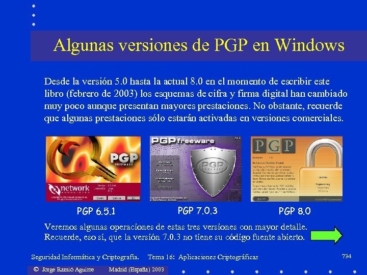 Algunas versiones de PGP en Windows Desde la versión 5. 0 hasta la actual