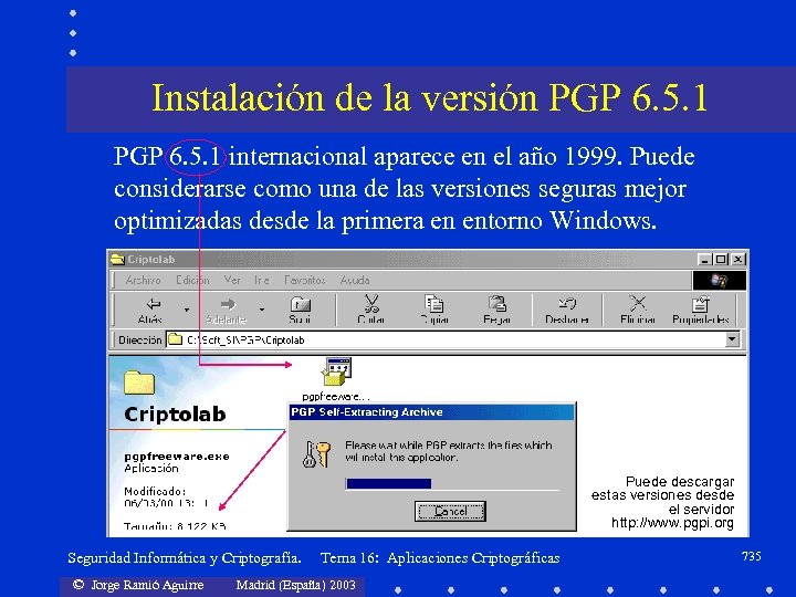 Instalación de la versión PGP 6. 5. 1 internacional aparece en el año 1999.