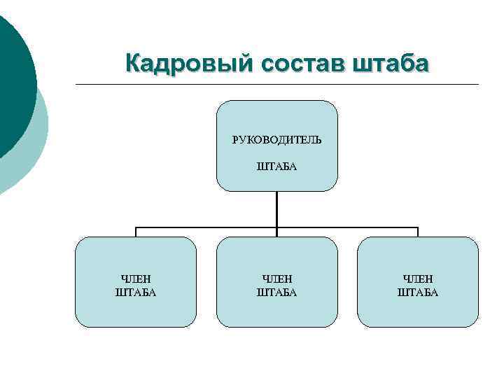 Кадровый состав штаба РУКОВОДИТЕЛЬ ШТАБА ЧЛЕН ШТАБА 