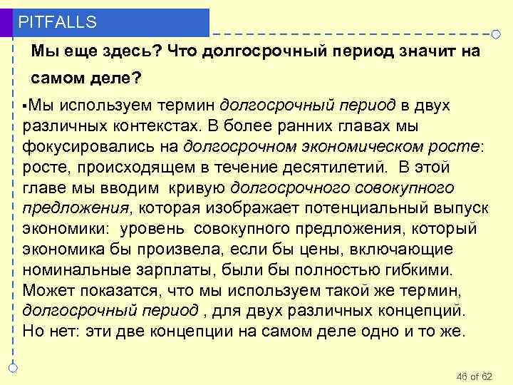 PITFALLS Мы еще здесь? Что долгосрочный период значит на самом деле? §Мы используем термин