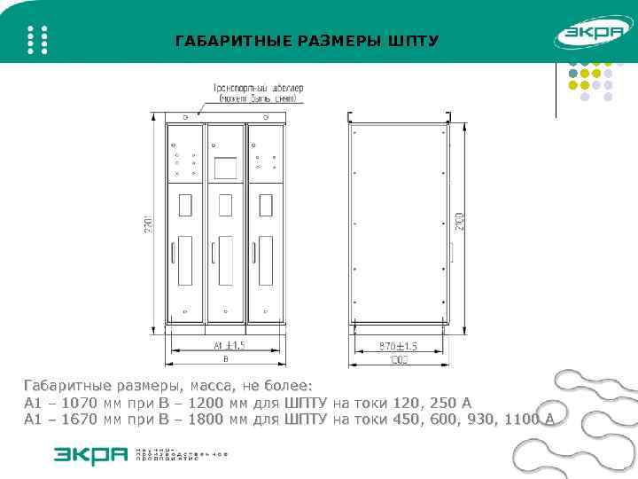 ГАБАРИТНЫЕ РАЗМЕРЫ ШПТУ Габаритные размеры, масса, не более: А 1 – 1070 мм при