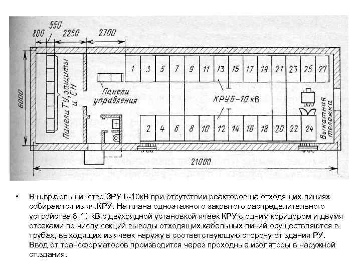  • В н. вр. большинство ЗРУ 6 -10 к. В при отсутствии реакторов