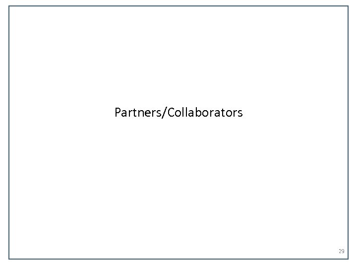 Partners/Collaborators 29 
