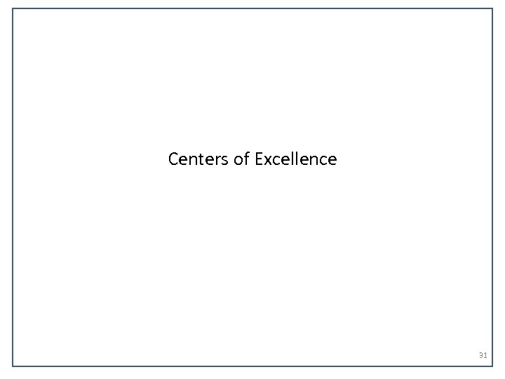 Centers of Excellence 31 