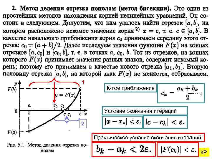 1 К-тое приближение Условие окончания итераций 2 Практическое условие окончания итераций КР 