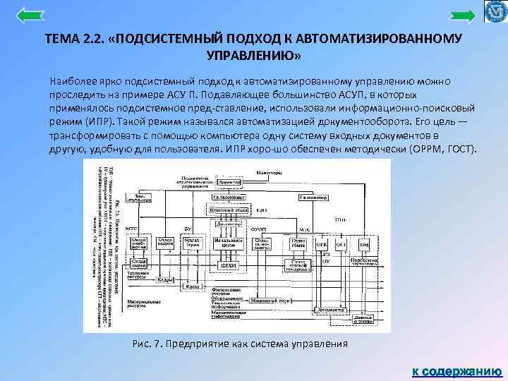 ТЕМА 2. 2. «ПОДСИСТЕМНЫЙ ПОДХОД К АВТОМАТИЗИРОВАННОМУ УПРАВЛЕНИЮ» Наиболее ярко подсистемный подход к автоматизированному