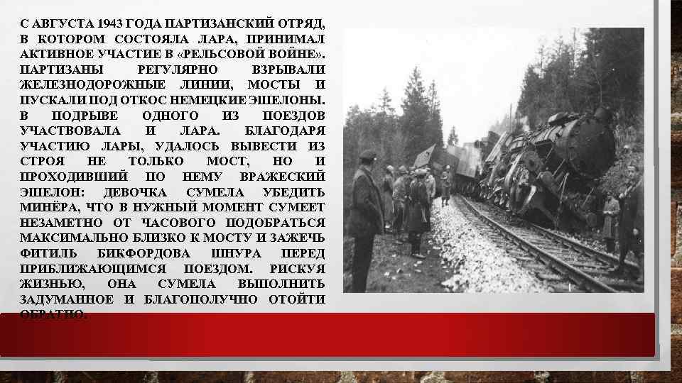 В период боевых действий обозначенных на схеме в тылу противника проводилась партизанская