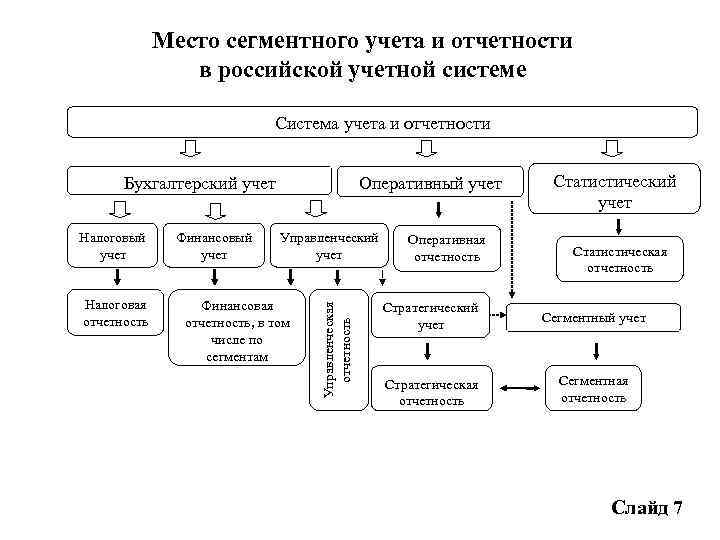 Место сегментного учета и отчетности в российской учетной системе Система учета и отчетности Бухгалтерский