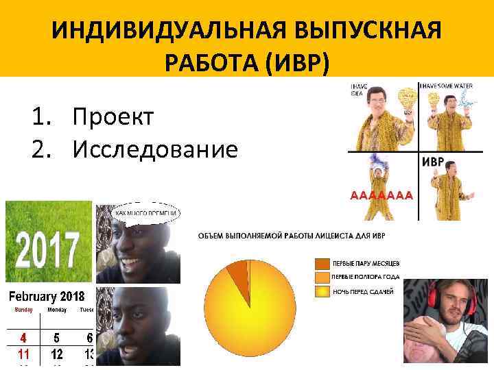 ИНДИВИДУАЛЬНАЯ ВЫПУСКНАЯ РАБОТА (ИВР) 1. Проект 2. Исследование 