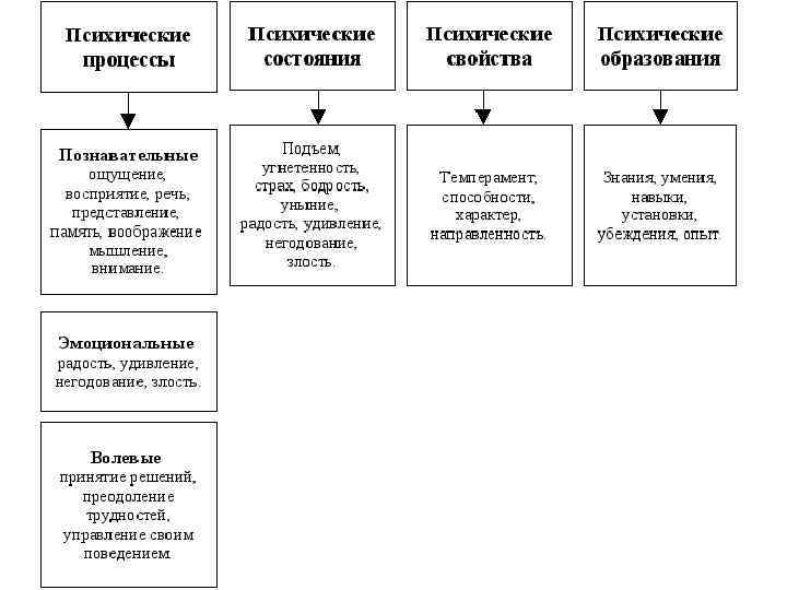 Структура психики человека схема