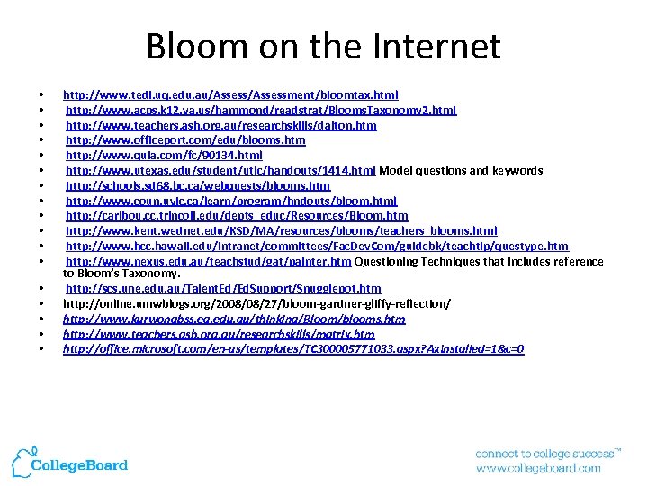 Bloom on the Internet • • • • • http: //www. tedi. uq. edu.