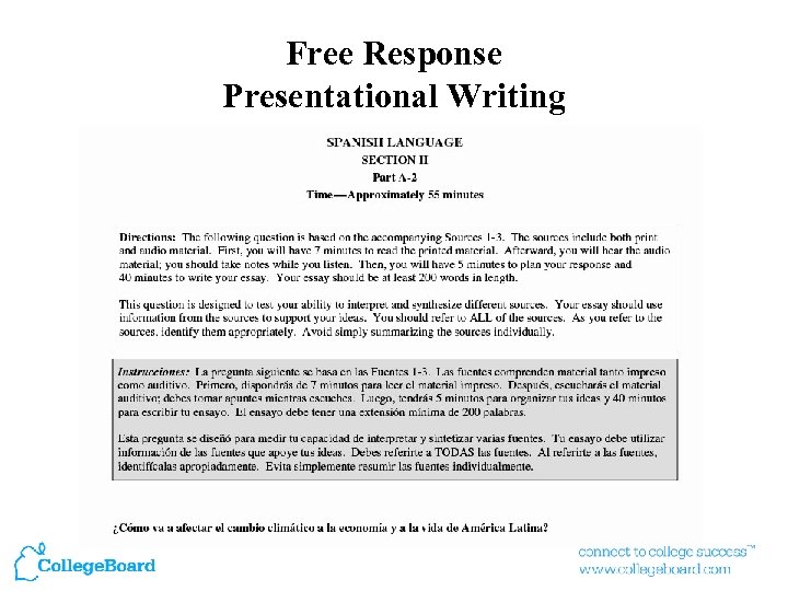 Free Response Presentational Writing 