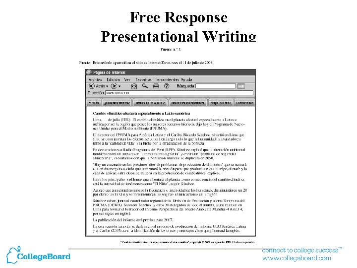 Free Response Presentational Writing 