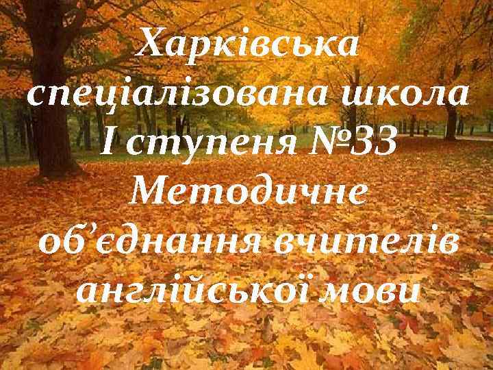 Харківська спеціалізована школа І ступеня №ЗЗ Методичне об’єднання вчителів англійської мови 