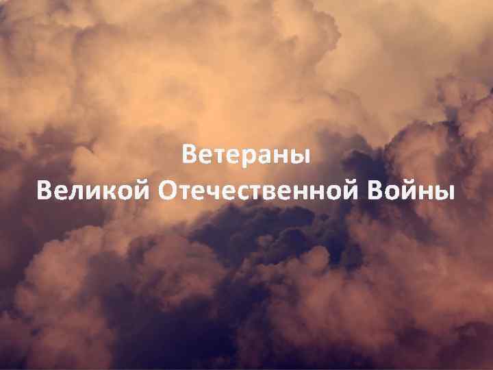 Ветераны Великой Отечественной Войны 