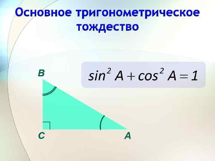 Основное тригонометрическое тождество В С А 
