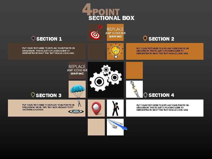 4 POINT SECTIONAL BOX REPLACE ANY ICONS OR WRITING SECTION 1 PUT YOUR TEXT