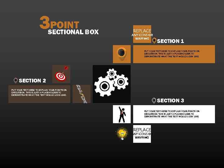 3 POINT SECTIONAL BOX REPLACE ANY ICONS OR WRITING SECTION 1 PUT YOUR TEXT
