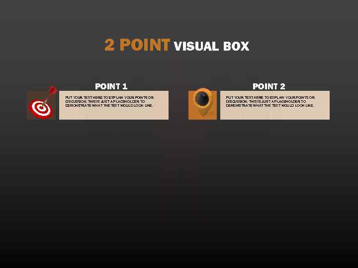 2 POINT VISUAL BOX POINT 1 PUT YOUR TEXT HERE TO EXPLAIN YOUR POINTS