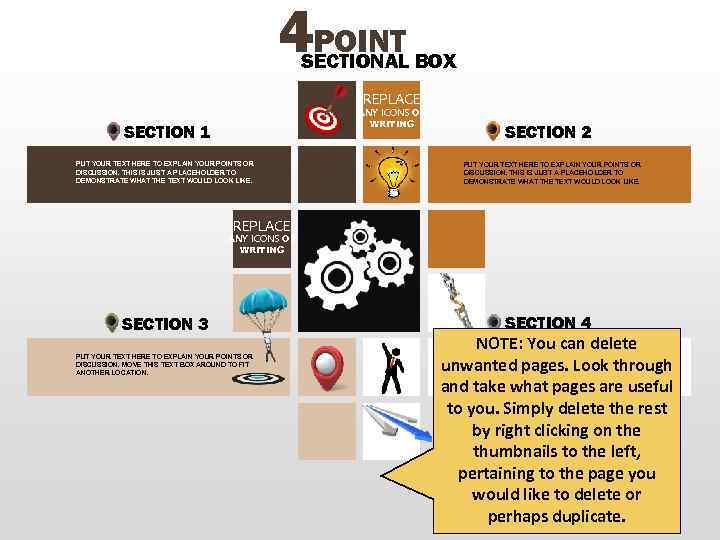 4 POINT SECTIONAL BOX REPLACE ANY ICONS OR WRITING SECTION 1 PUT YOUR TEXT