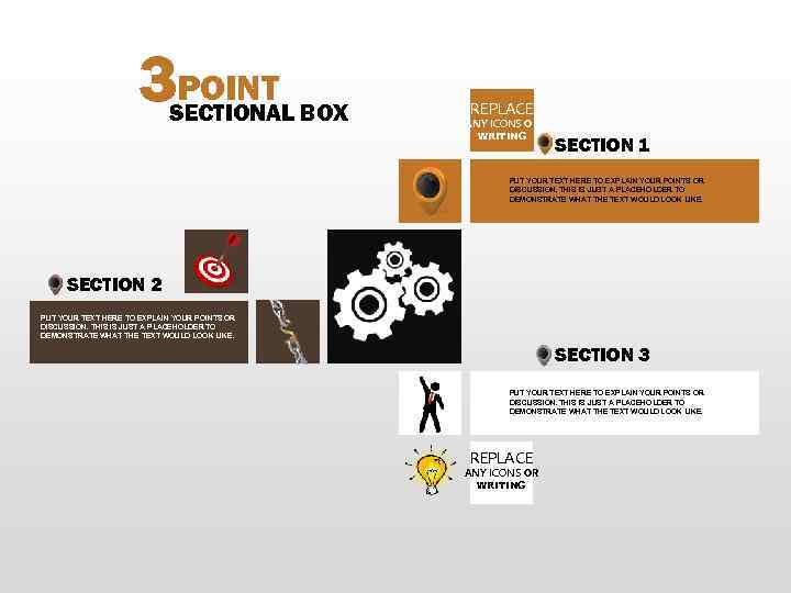 3 POINT SECTIONAL BOX REPLACE ANY ICONS OR WRITING SECTION 1 PUT YOUR TEXT