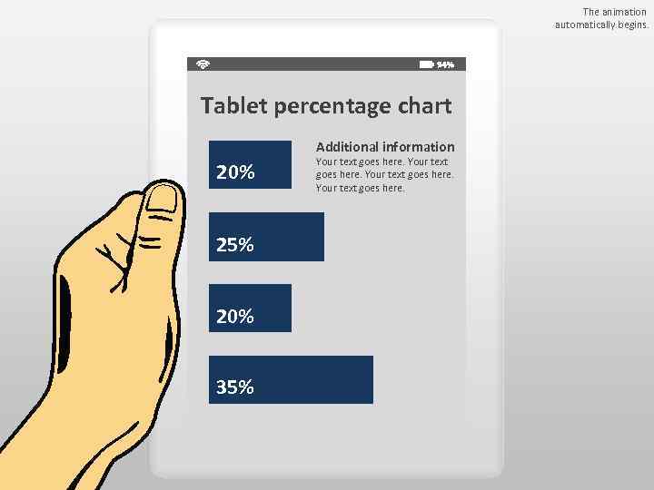 The animation automatically begins. Tablet percentage chart Additional information 20% 25% 20% 35% Your