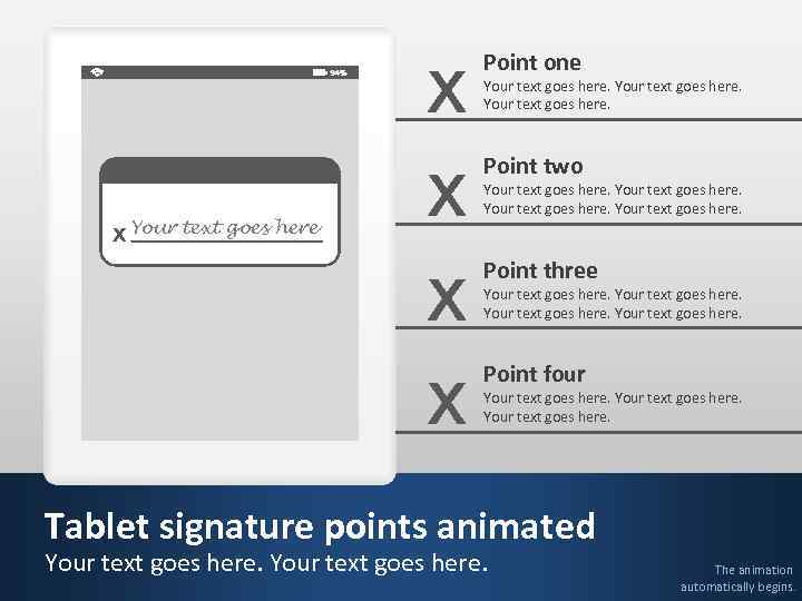 Point one Your text goes here. Point two Your text goes here. Point three