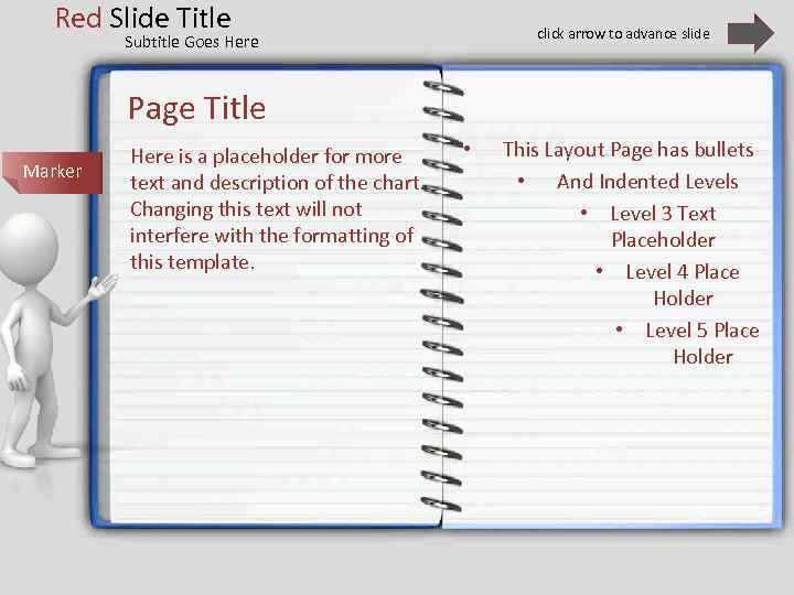 Red Slide Title click arrow to advance slide Subtitle Goes Here Page Title Marker