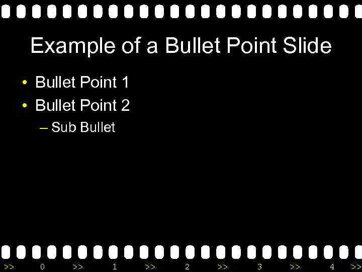 Example of a Bullet Point Slide • Bullet Point 1 • Bullet Point 2