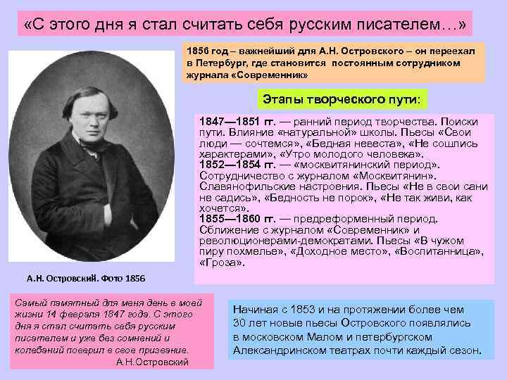  «С этого дня я стал считать себя русским писателем…» 1856 год – важнейший