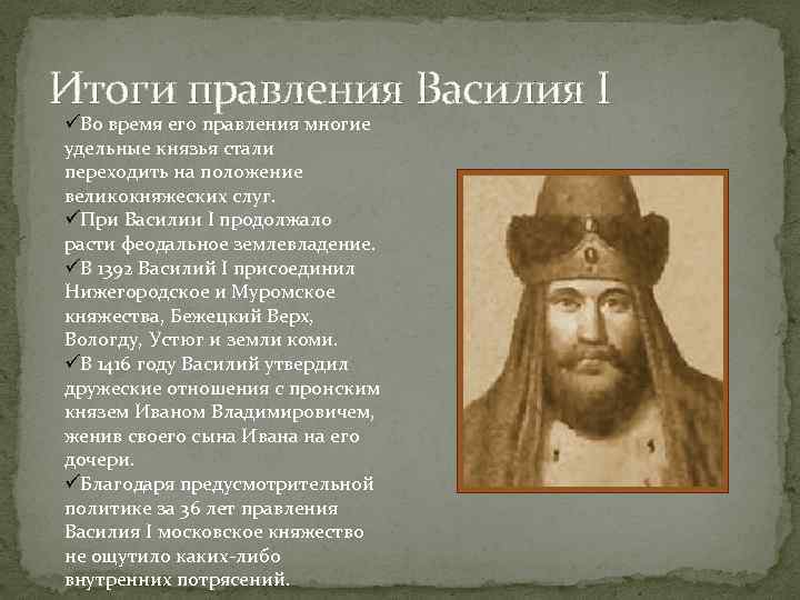 Краткое содержание василия 1. Итоги правления Василия 1 кратко. Правление Василия 1 Дмитриевича.